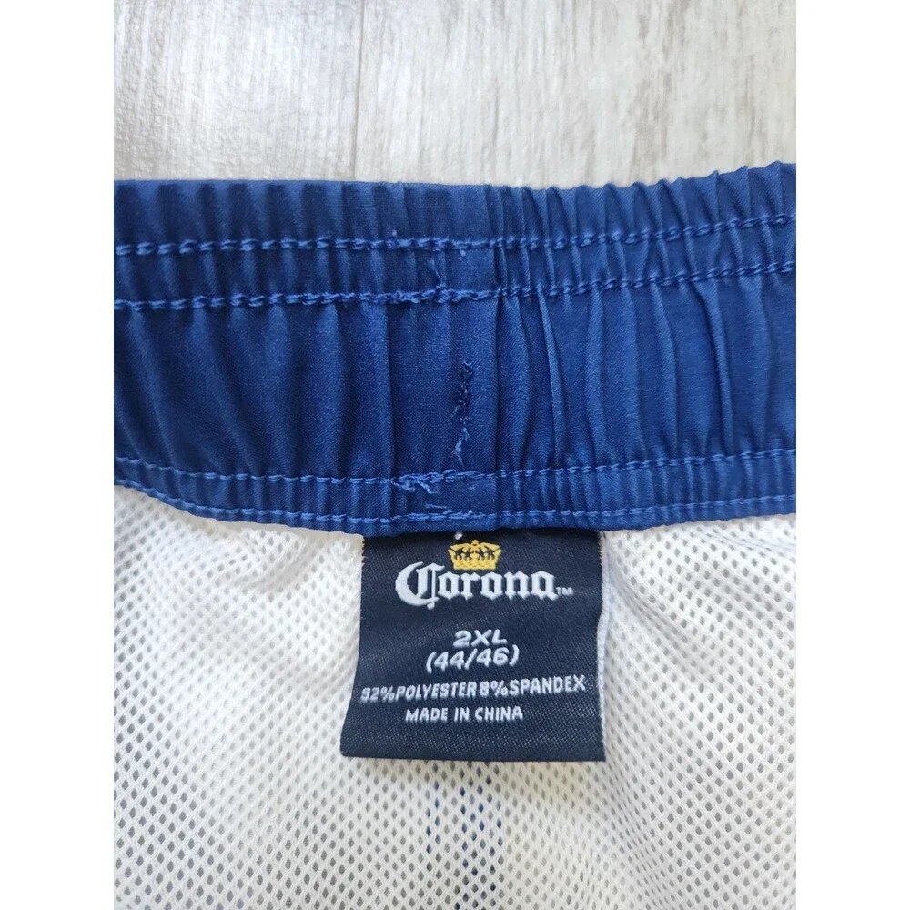 Corona Hawaiian Swim Trunks Blue Yellow Floral Patchwork Mens 2XL Board Shorts - Picture 3 of 8
